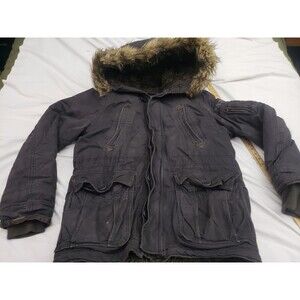 ABERCROMBIE & FITCH Jacket Navy Mt. Washington Parka Medium Fur Oversized Hood